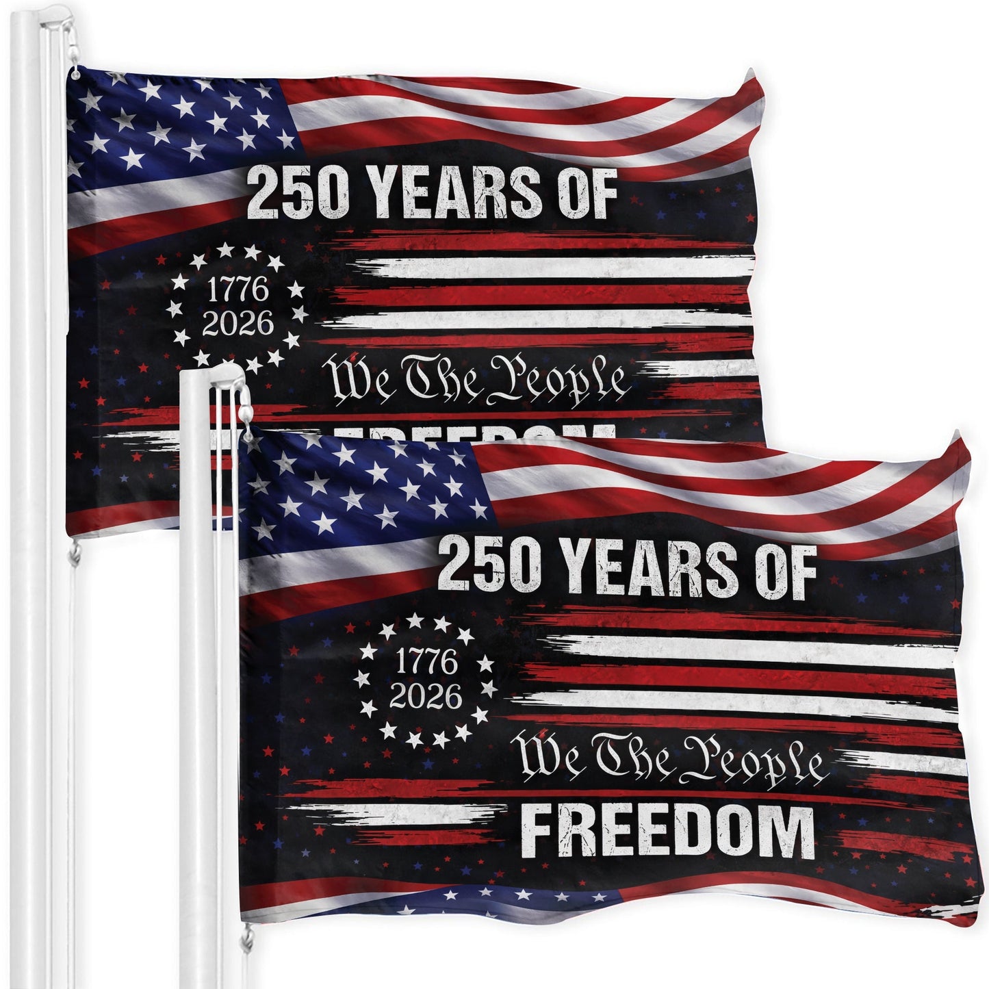 Patriotic 250th Anniversary 1776 2026 United States of America Semiquincentennial Grommet Flag