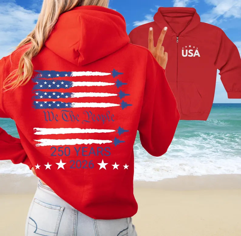 250th America Anniversary Freedom Zip Hoodie - Two Sides
