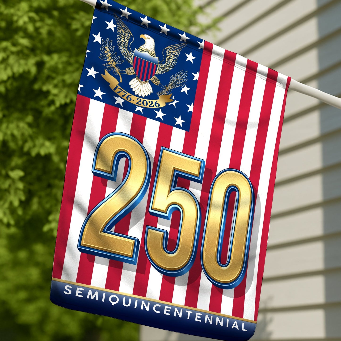 Happy Birthday America 250th Semiquincentennial Garden Flag, Patriotic Yard Flag Decor 250 Years House Banner, USA Porch Decoration