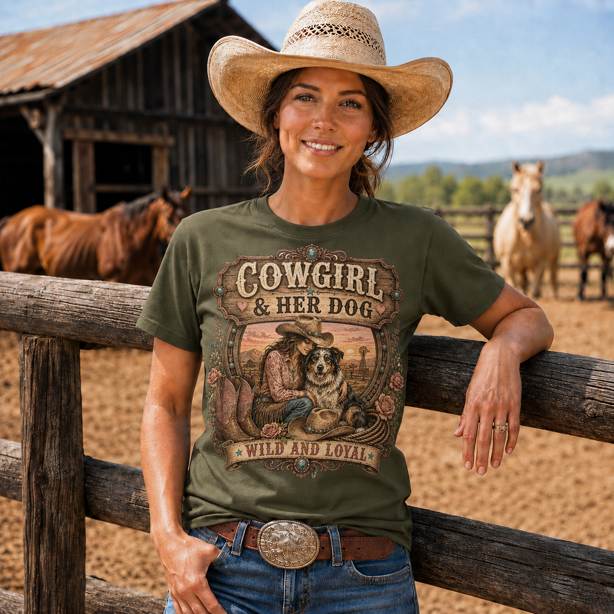 Cowgirl & Her Dog Wild and Loyal Graphic Tee– Unisex Tshirt /Hoodie/Sweatshirt