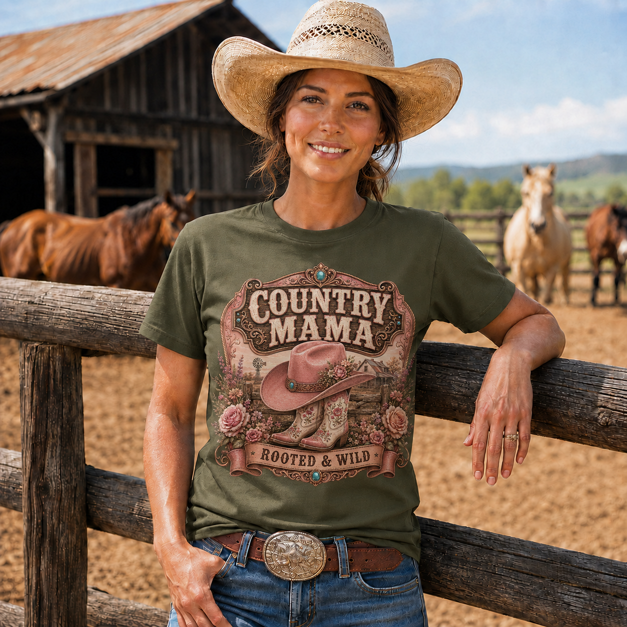 Country Mama Rooted & Wild Vintage Western Tee- Unisex Tshirt /Hoodie/Sweatshirt