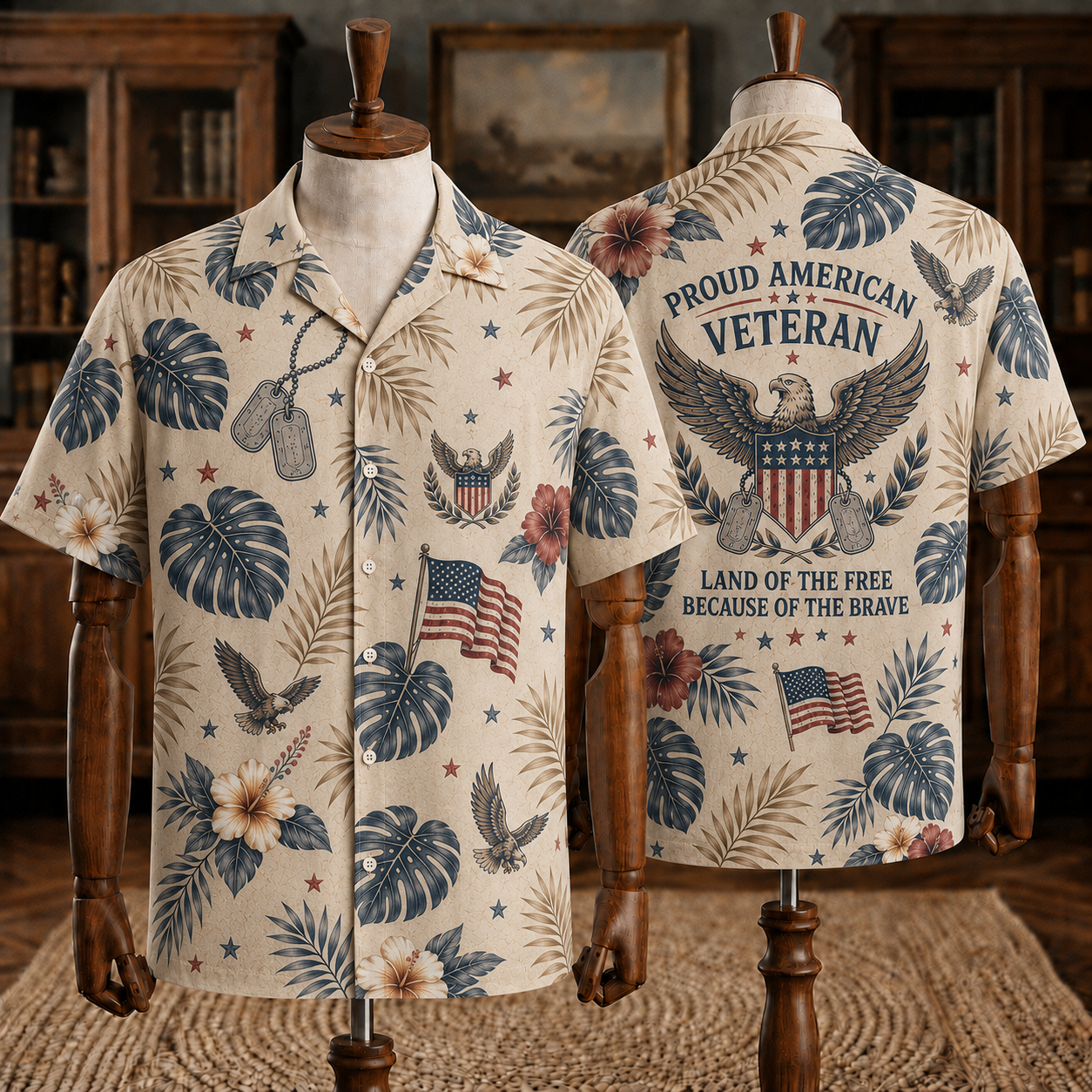 DD-214 Veteran Hawaiian Shirt, My Time In Uniform Is Over But Being A Veteran Never Ends, Eagle Patriotic Aloha Shirt, Veteran Gift