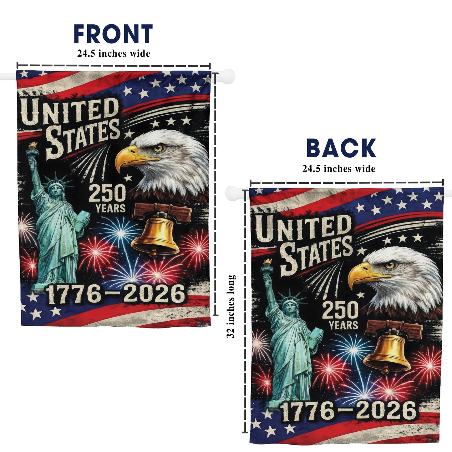 United States 250th Anniversary Flag - 1776-2026 with Eagle and Statue of Liberty