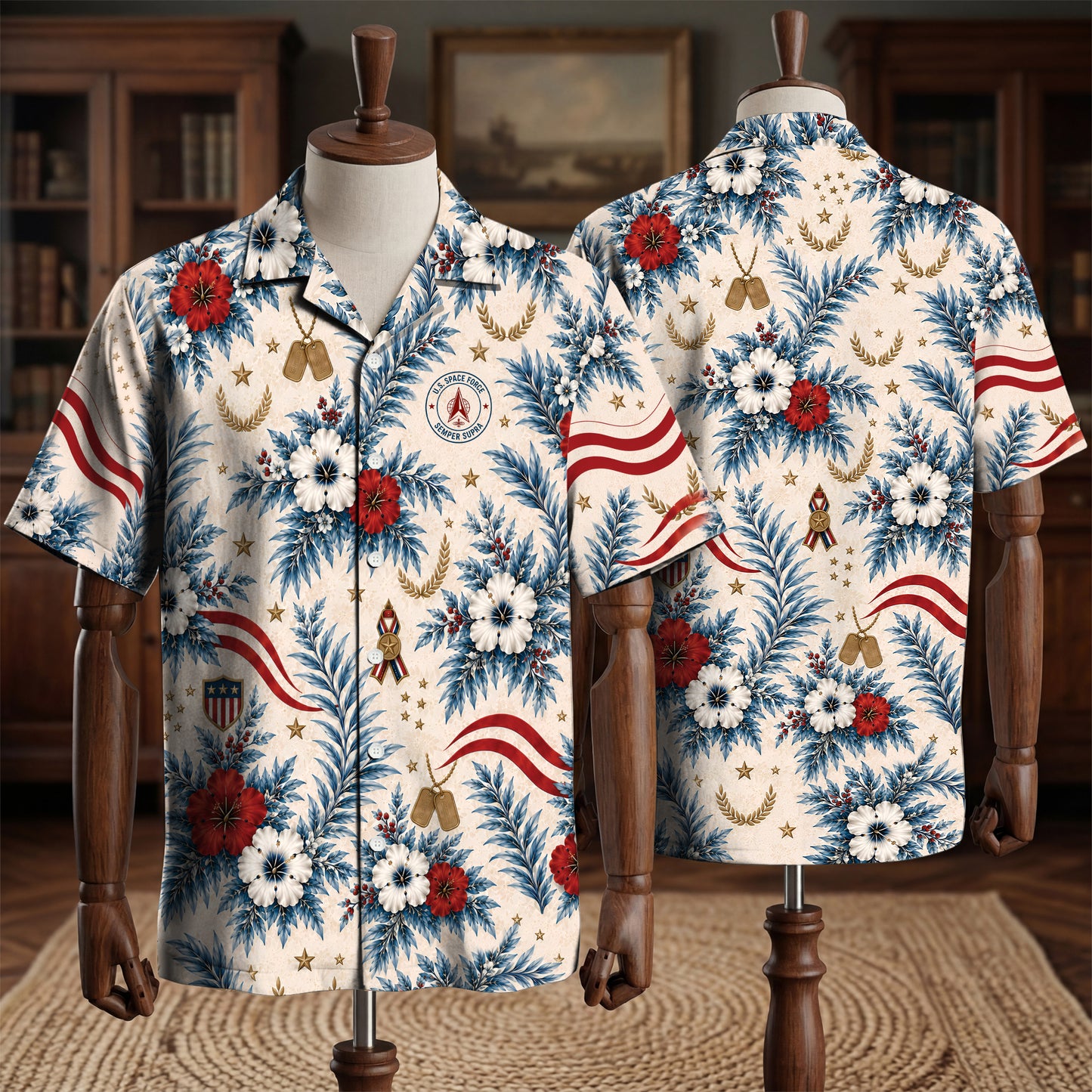 Veteran Hawaiian Shirt – Patriotic Floral AOP Shirt for Military Veterans, American Pride Gift