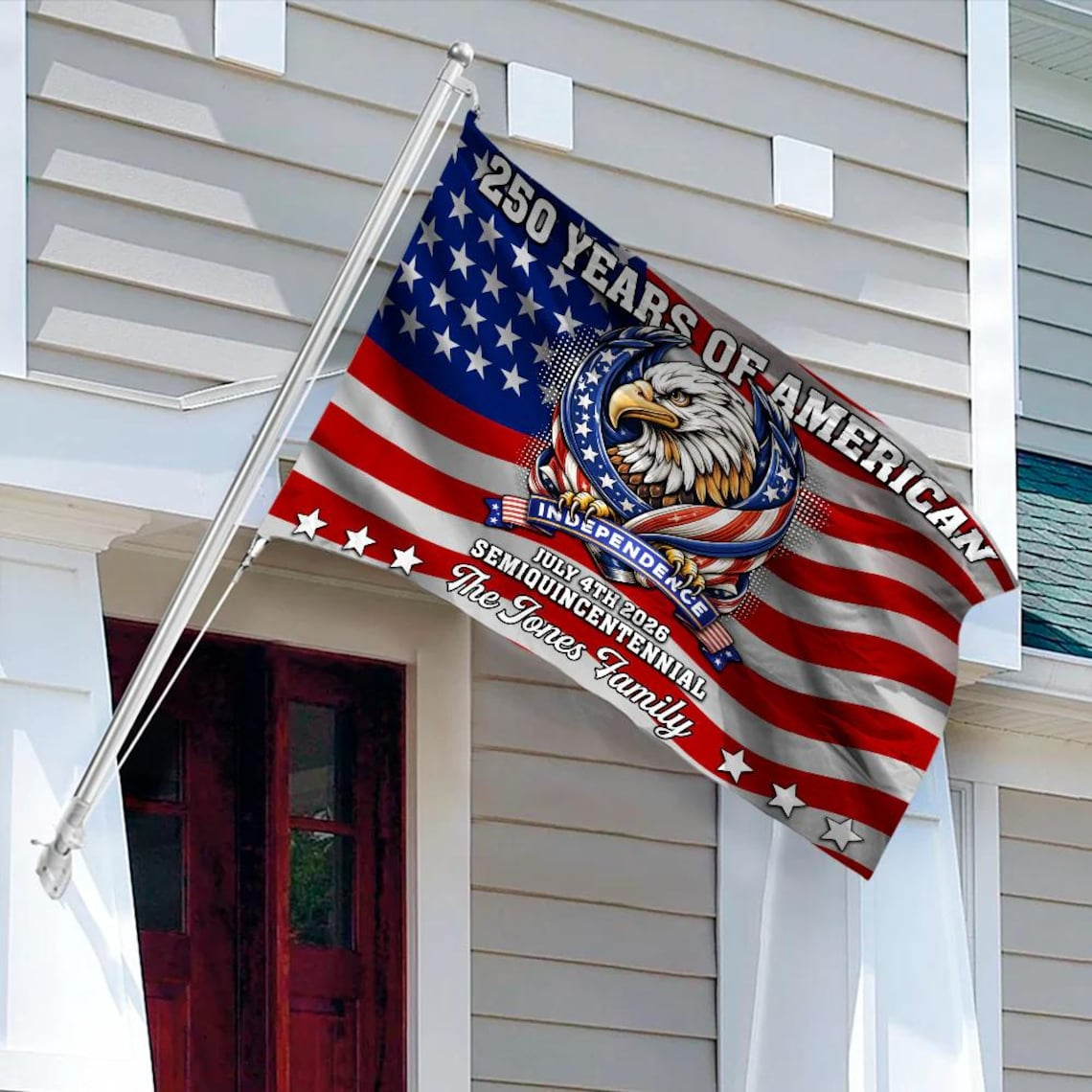 Patriotic 250th Anniversary 1776 2026 United States of America Semiquincentennial Grommet Custom Flag