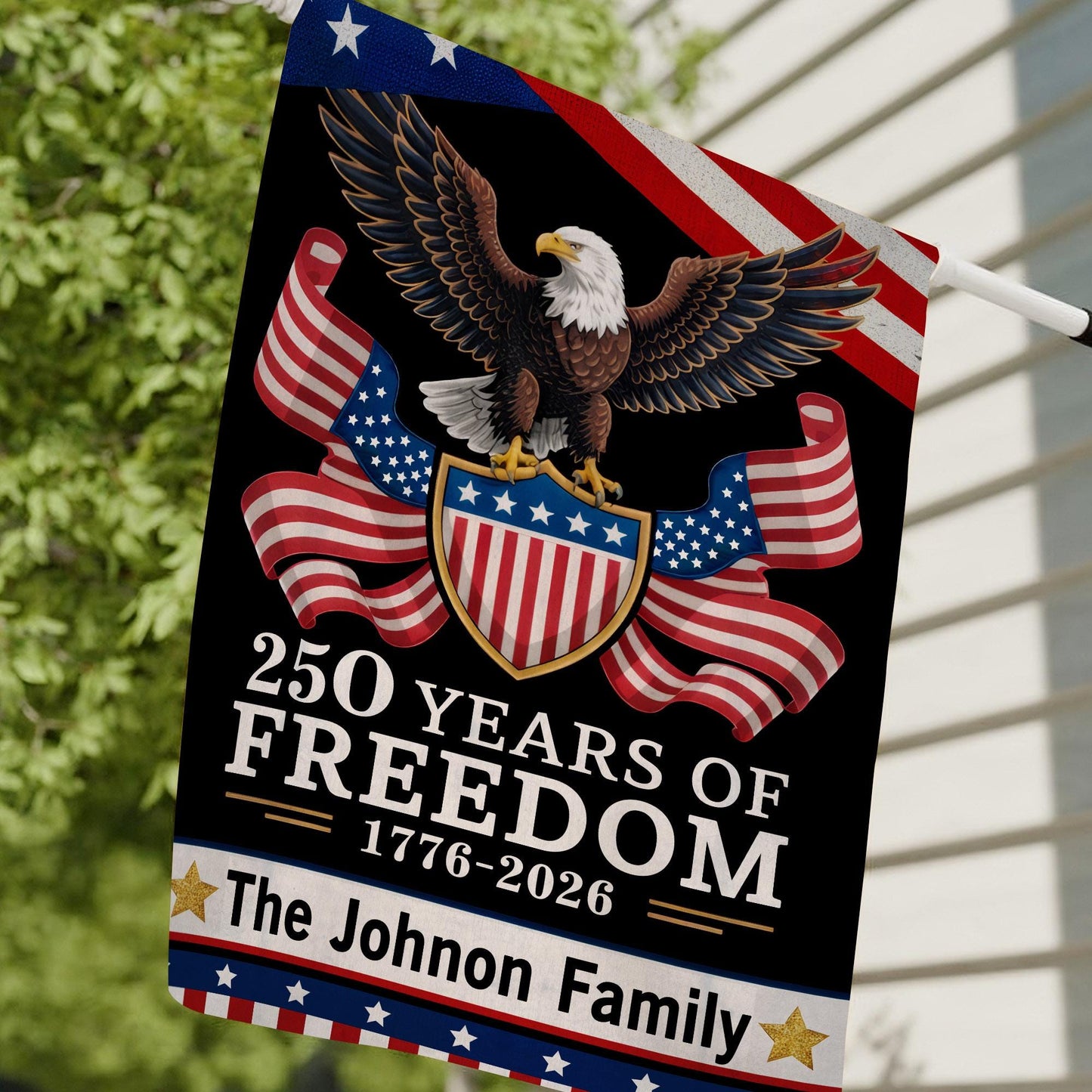Custom Family Name 250 Years America Flag 250th Birthday 1776-2026 Garden Flag Gift for Family