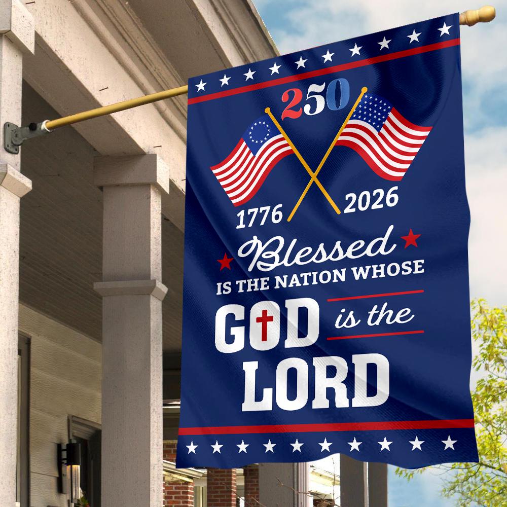 Christian God American 250th Garden Flag, Patriotic Yard Flag Decor 250 Years House Banner, Christian Patriotic Gift