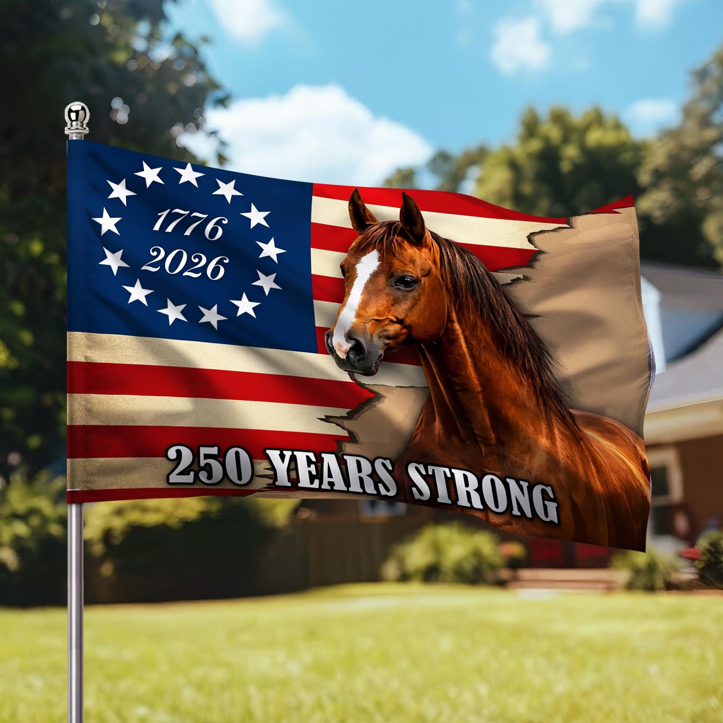 Patriot Horse American Garden Flag, 2026 Patriotic Horse Yard Banner, Semiquincentennial Decor , Veteran Gift Outdoor