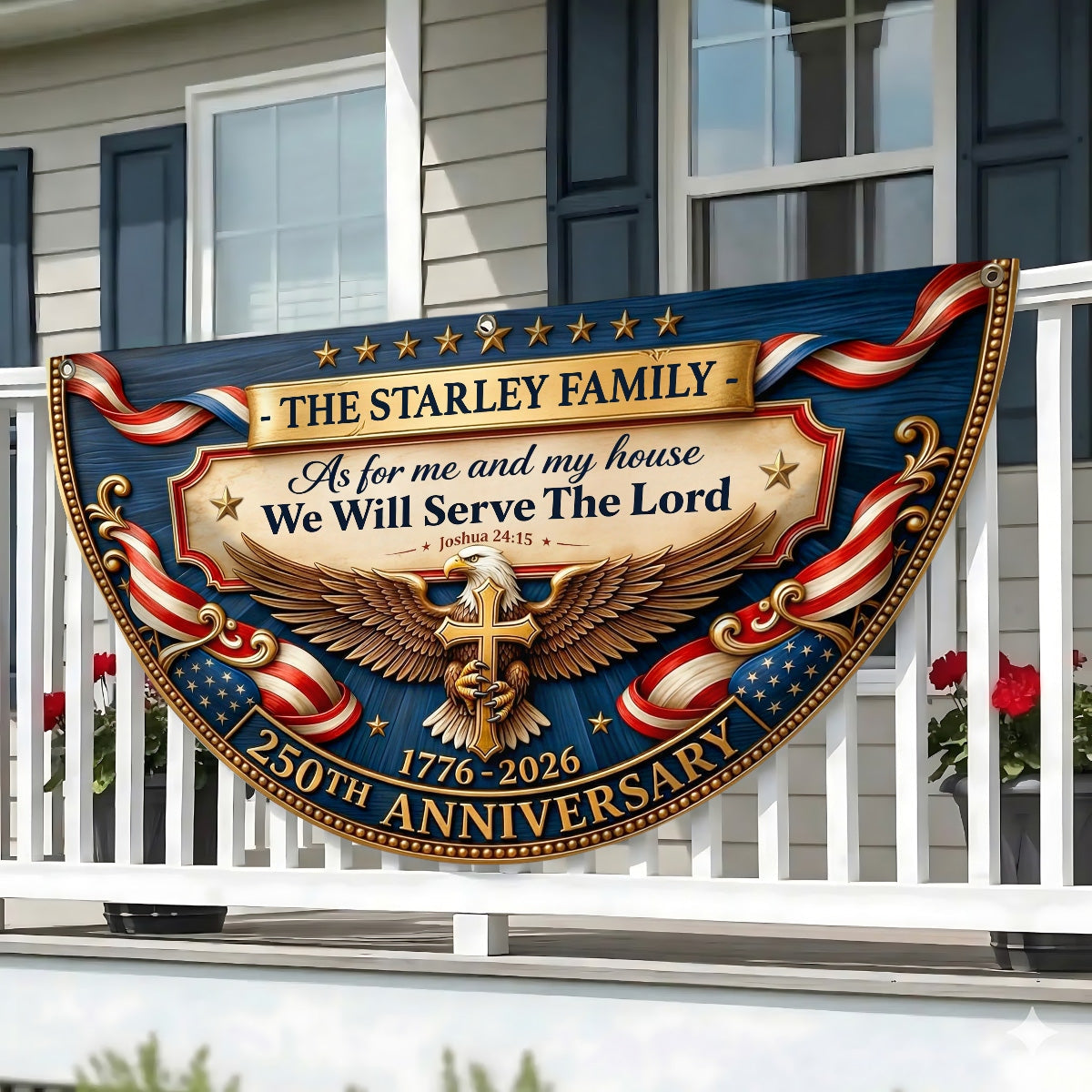 As For Me And My Family We Will Serve The Lord - Personalized Non-Pleated Fan Flag