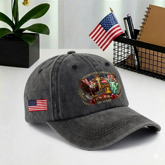 Faith Freedom America 250 Baseball Cap - 250th Anniversary Patriotic USA Hat 1776-2026 Gift