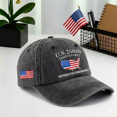 U.S. 250 Years Baseball Cap - Patriotic America 250 Hat USA Map Vintage Gift
