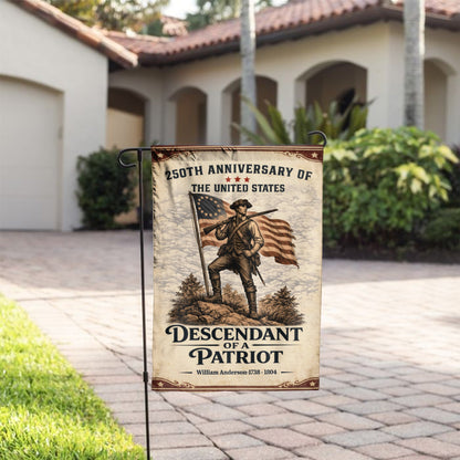 USA 250th Anniversary Flag – Personalized with 'Descendant of a Patriot' 1776-2026