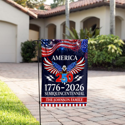 Personalized American Flag 250th Anniversary 1776-2026 Patriotic Eagle Fireworks Semiquincentennial