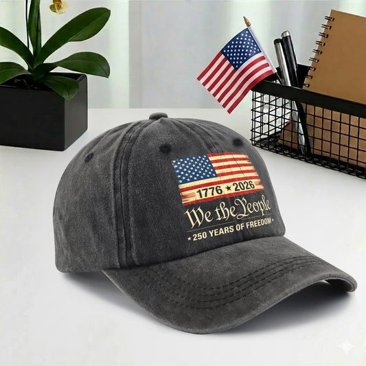 Patriotic USA Baseball Cap - We The People 250th Anniversary American Flag Hat