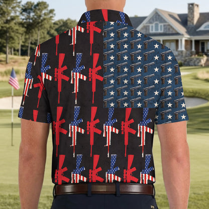 USA Flag Gun Lover Veteran Military 250th Anniversary Freedom Polo Shirt