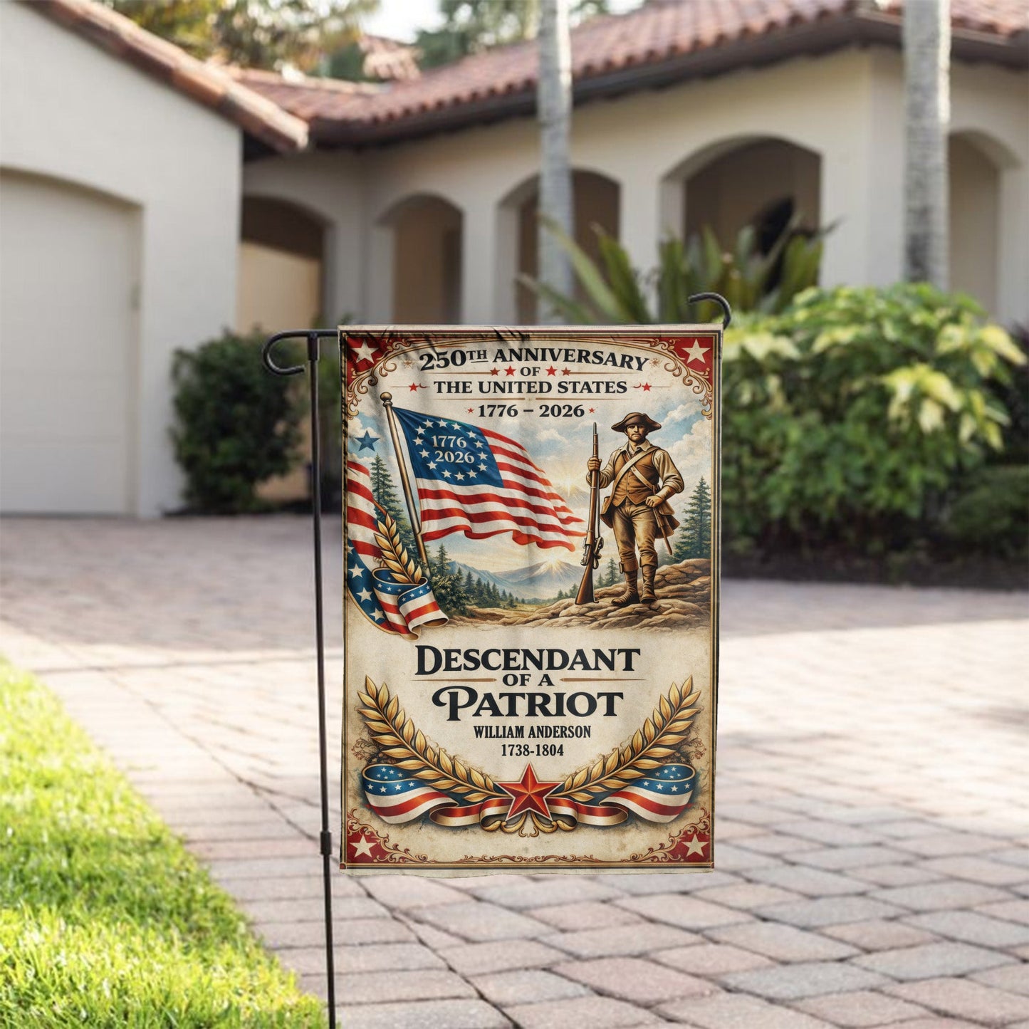250th Anniversary USA Flag – Personalized 'Descendant of a Patriot' 1776-2026