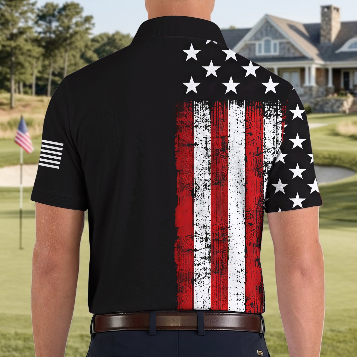We The People Black Grunge Golf Polo