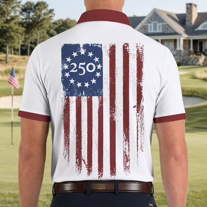 USA 250th Anniversary Polo Shirt, 1776-2026 American Flag Polo