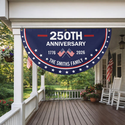 USA 250th Anniversary Flag Banner – Personalized Family Name, Patriotic 1776-2026 Design