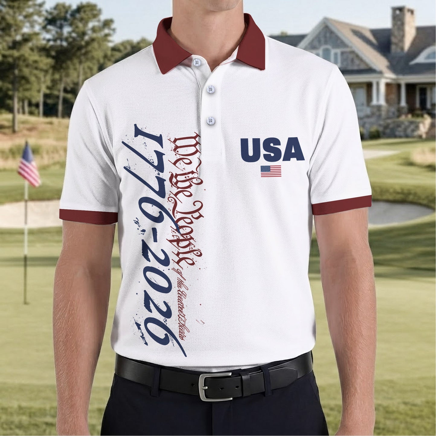 USA 250th Anniversary Polo Shirt, 1776-2026 American Flag Polo