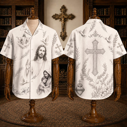 Navy Jesus Is My Savior Hawaiian Shirt – Philippians 4:13 Christian Faith Button-Up