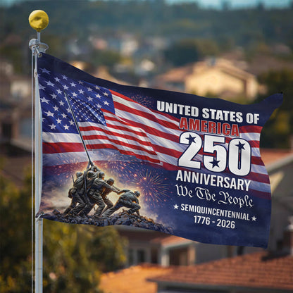Patriotic 250th Anniversary 1776 2026 United States of America Semiquincentennial Grommet Flag