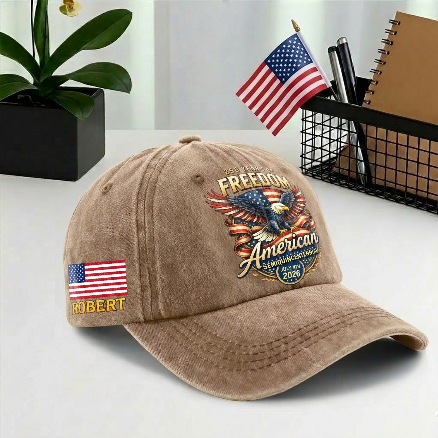 Personalized 250th Anniversary Baseball Cap - American Bald Eagle Freedom USA