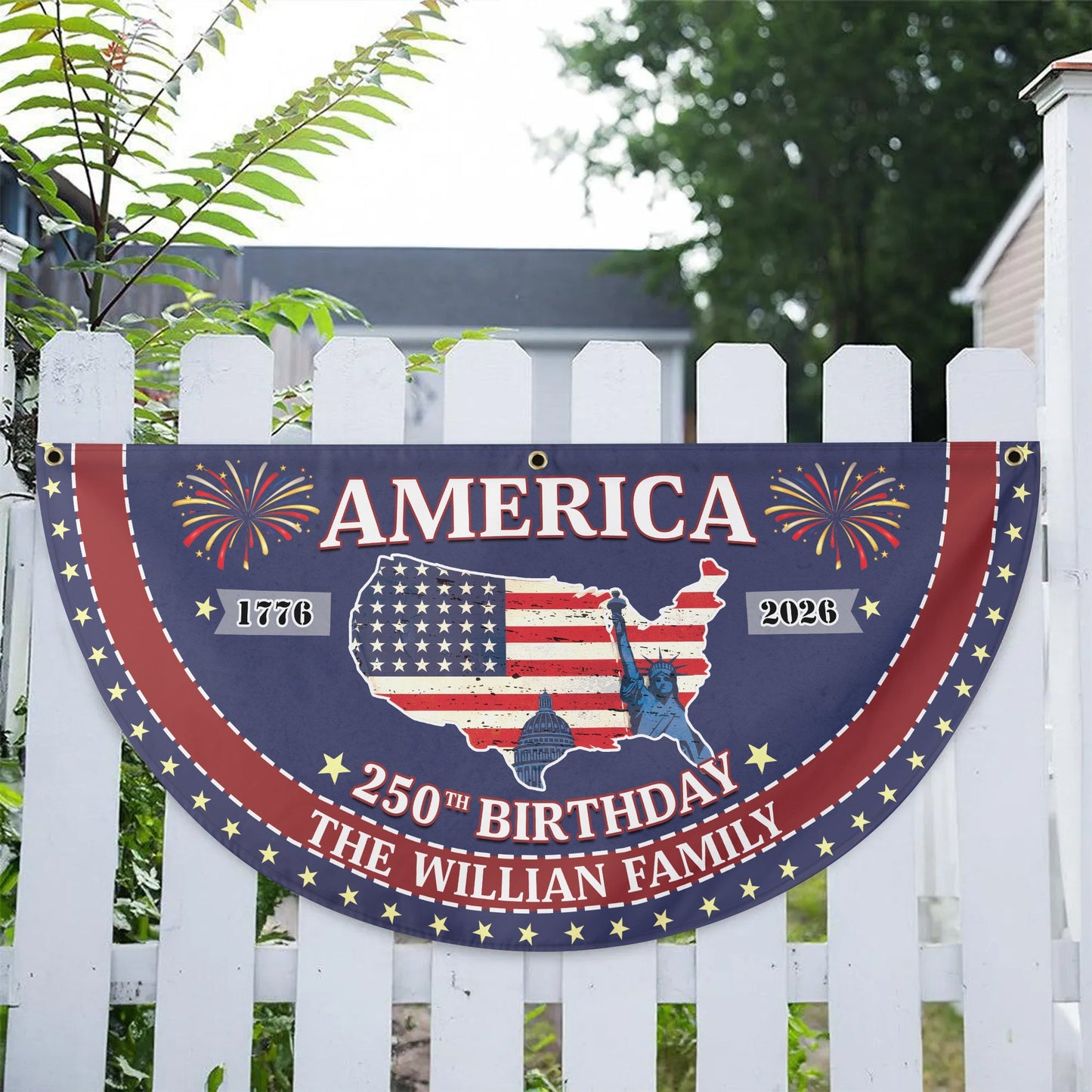America 250th Anniversary Flag, Personalized Family Name Patriotic
