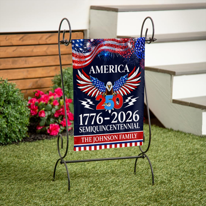 Personalized American Flag 250th Anniversary 1776-2026 Patriotic Eagle Fireworks Semiquincentennial
