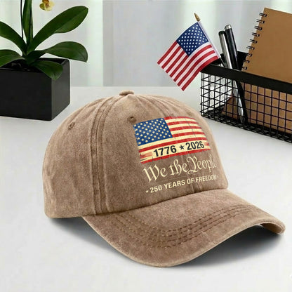 Patriotic USA Baseball Cap - We The People 250th Anniversary American Flag Hat