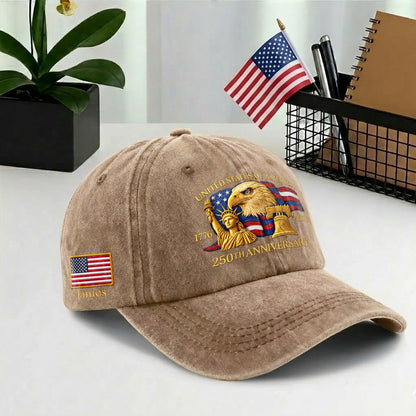 Personalized 250th Anniversary Baseball Cap - American Eagle Statue of Liberty Hat