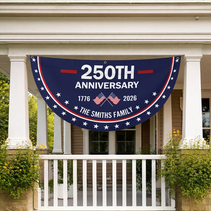USA 250th Anniversary Flag Banner – Personalized Family Name, Patriotic 1776-2026 Design