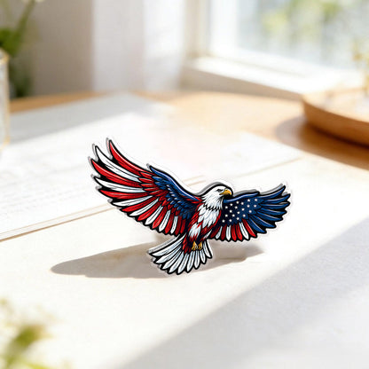 USA Flag Eagle Acrylic Pins – Gold Brooch Set for Jackets, Hats & Gifts