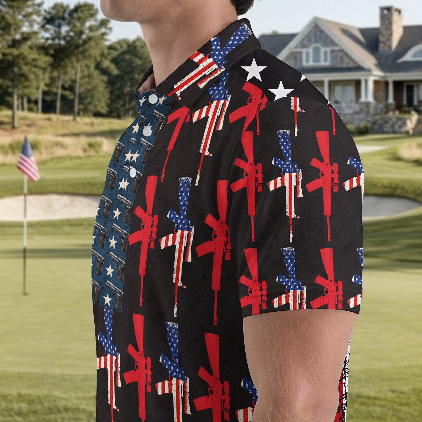 USA Flag Gun Lover Veteran Military 250th Anniversary Freedom Polo Shirt