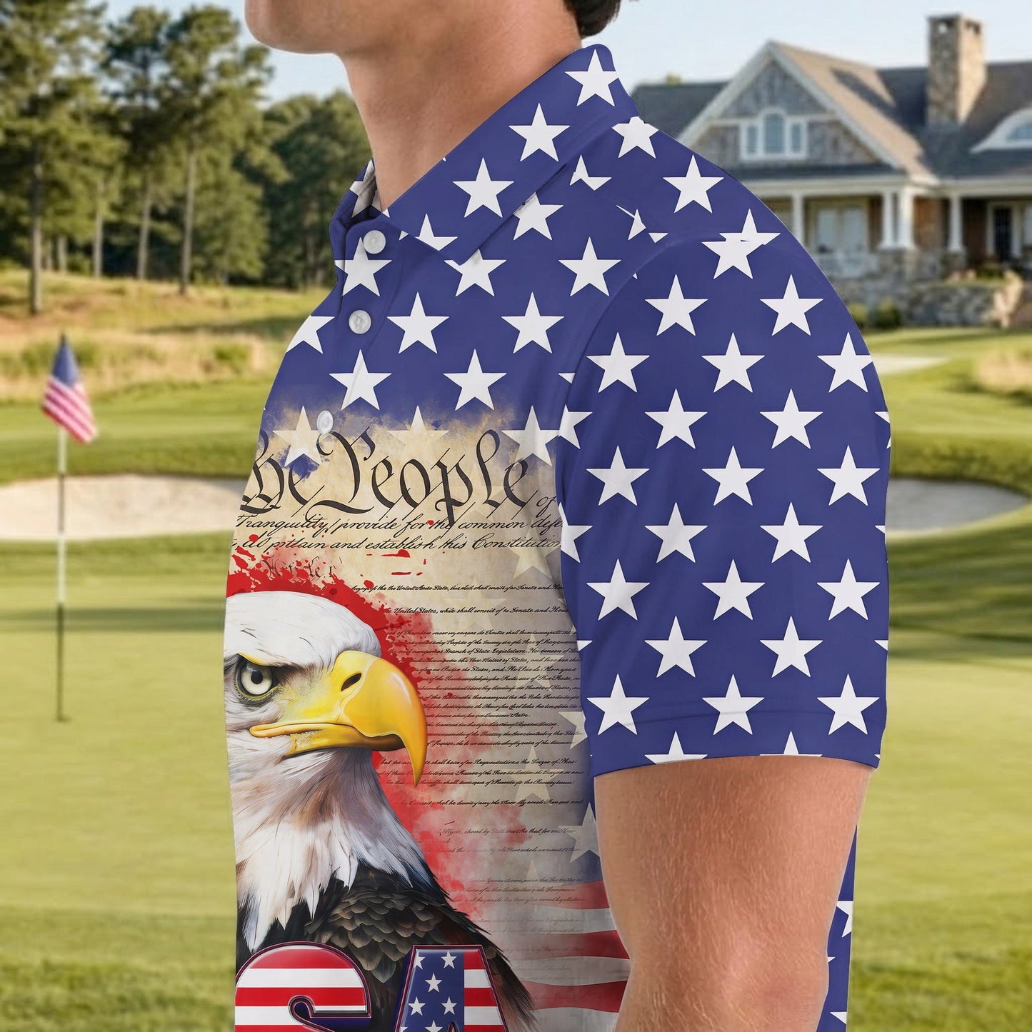 We The People Bald Eagle USA 250th Anniversary Polo Shirts 4th Of July Patriotic