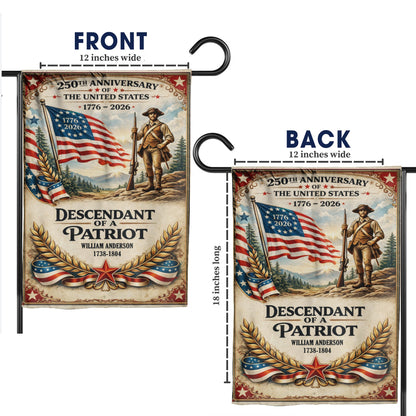 250th Anniversary USA Flag – Personalized 'Descendant of a Patriot' 1776-2026