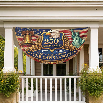 Personalized 250th Anniversary USA Flag – Custom Family Name, Eagle, Liberty Bell, 1776-2026