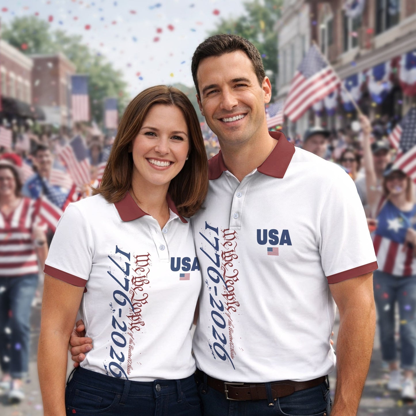 USA 250th Anniversary Polo Shirt, 1776-2026 American Flag Polo