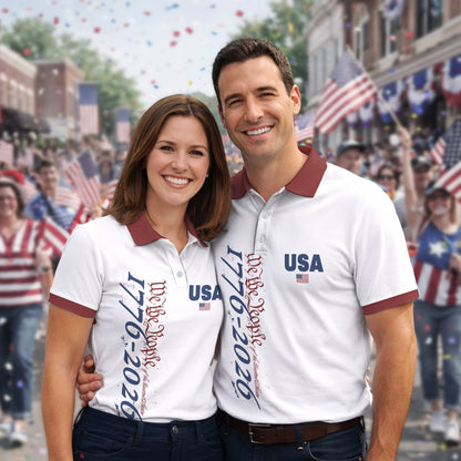 USA 250th Anniversary Polo Shirt, 1776-2026 American Flag Polo