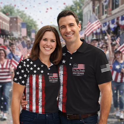 We The People Black Grunge Golf Polo
