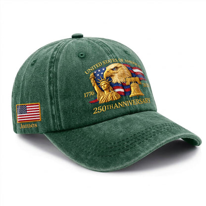 Personalized 250th Anniversary Baseball Cap - American Eagle Statue of Liberty Hat