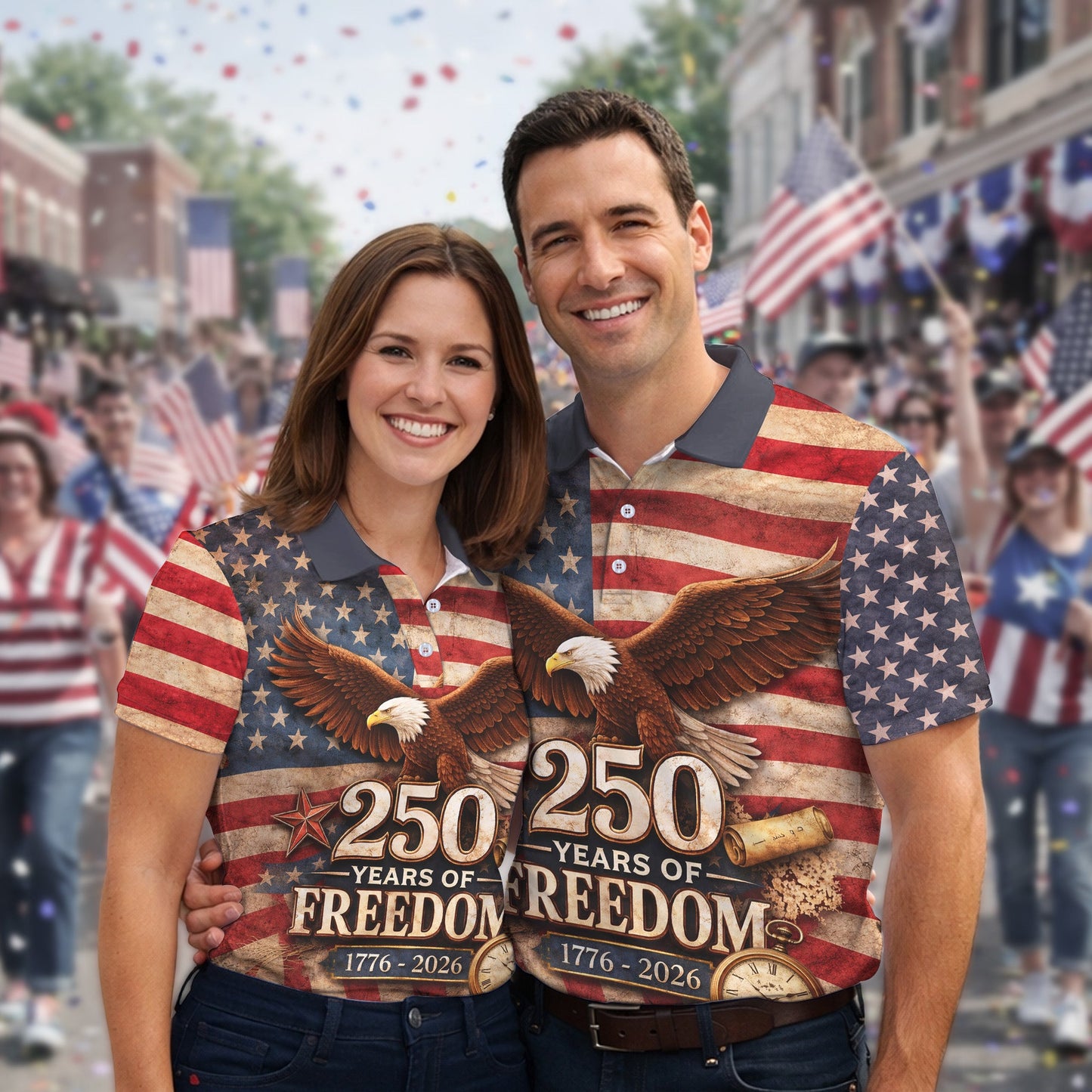 Freedom 250th Anniversary Vintage Eagle Polo Shirt