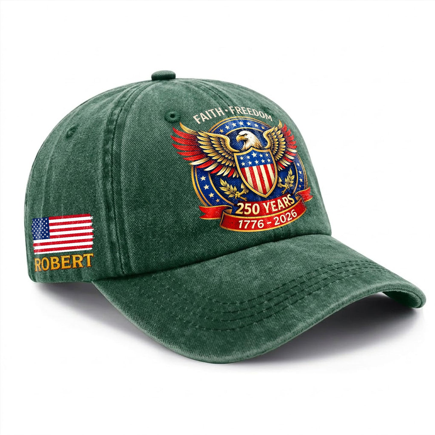 American 250th Anniversary Baseball Cap - Personalized Eagle Faith Freedom USA 1776 - 2026