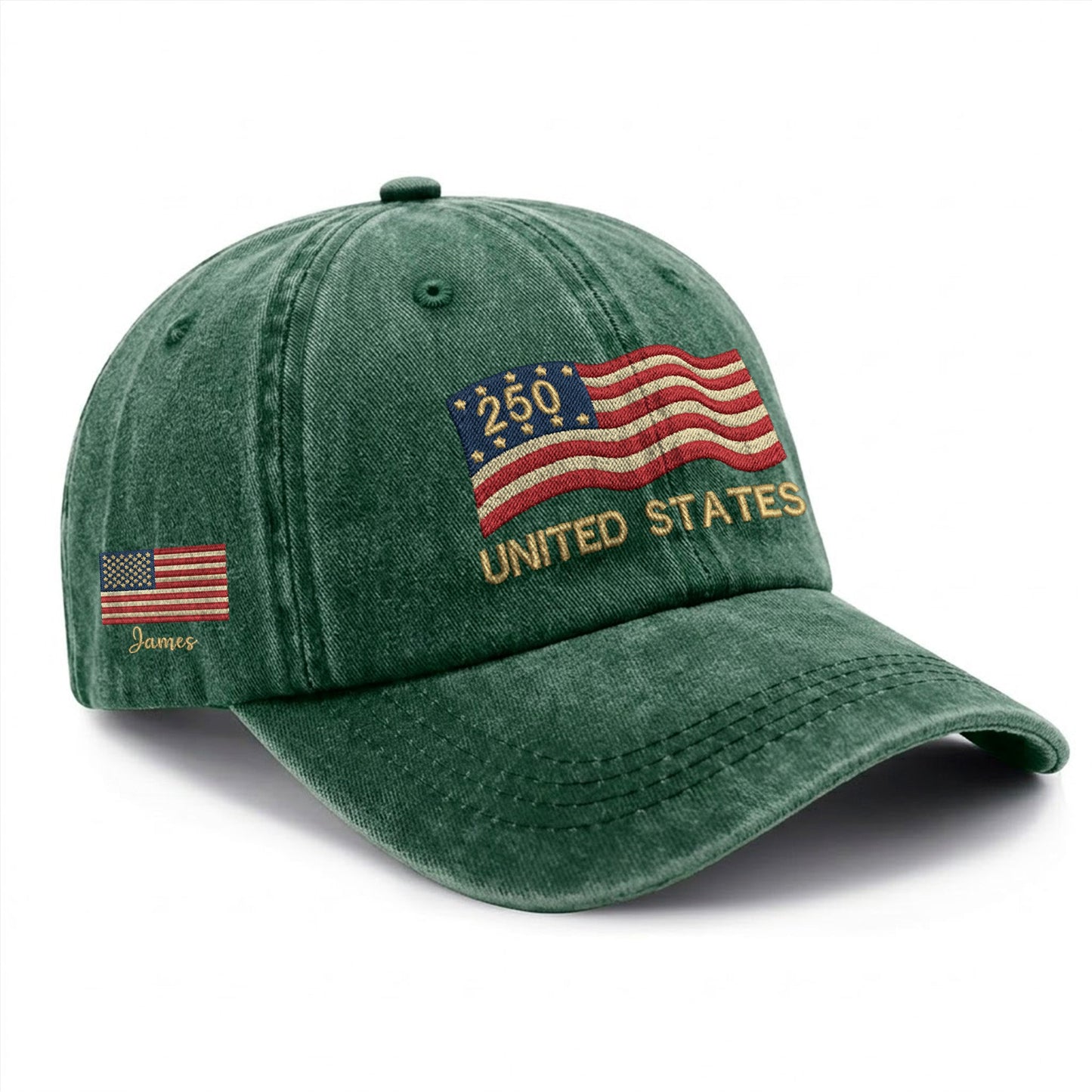 Custom Embroidered USA 250th Anniversary Hat – Personalized United States Flag Cap with Name, 1776-2026