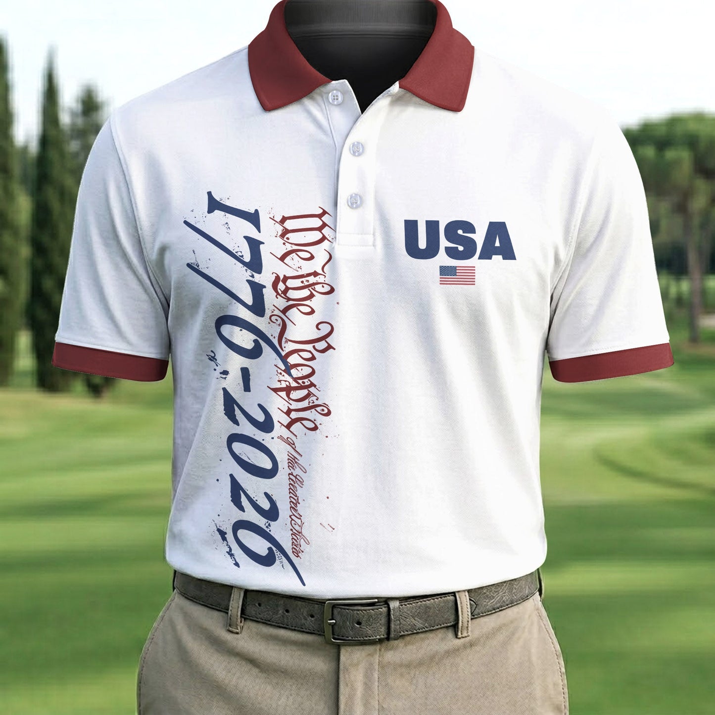 USA 250th Anniversary Polo Shirt, 1776-2026 American Flag Polo