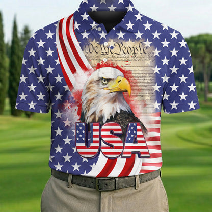 We The People Bald Eagle USA 250th Anniversary Polo Shirts 4th Of July Patriotic