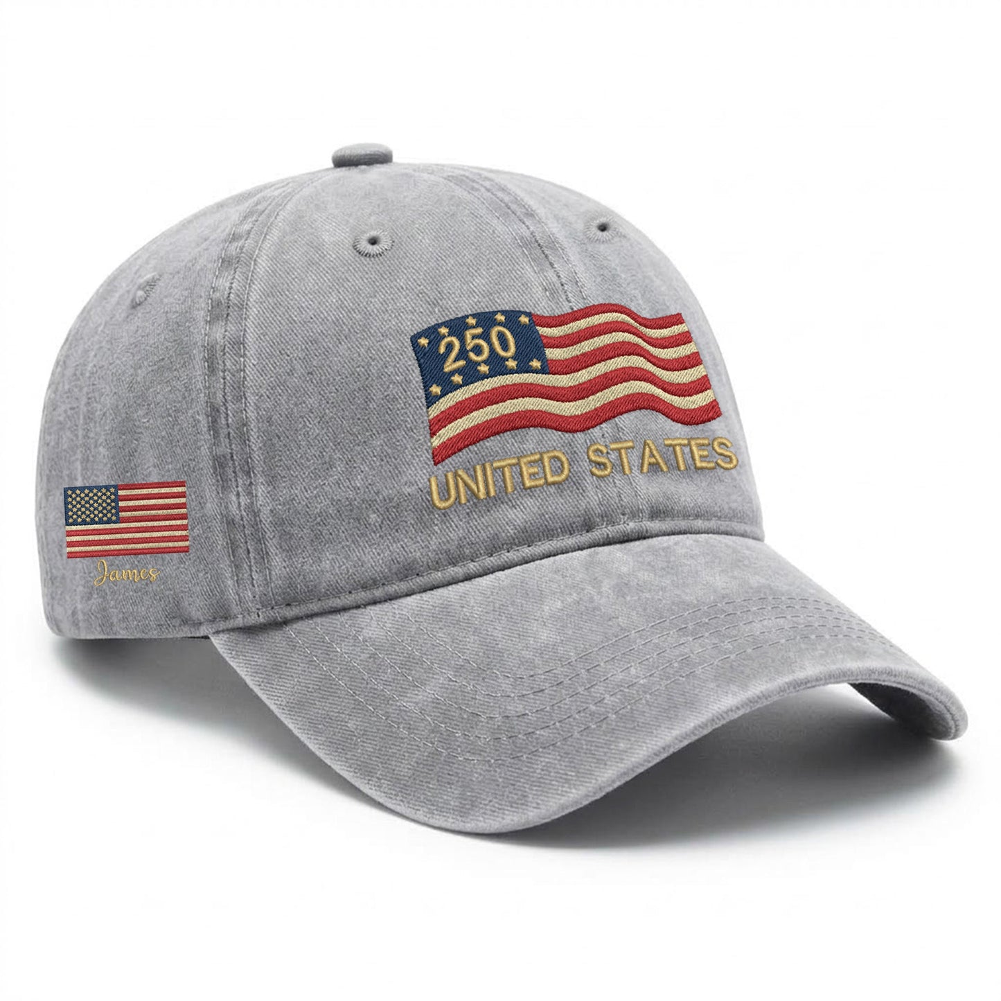 Custom Embroidered USA 250th Anniversary Hat – Personalized United States Flag Cap with Name, 1776-2026