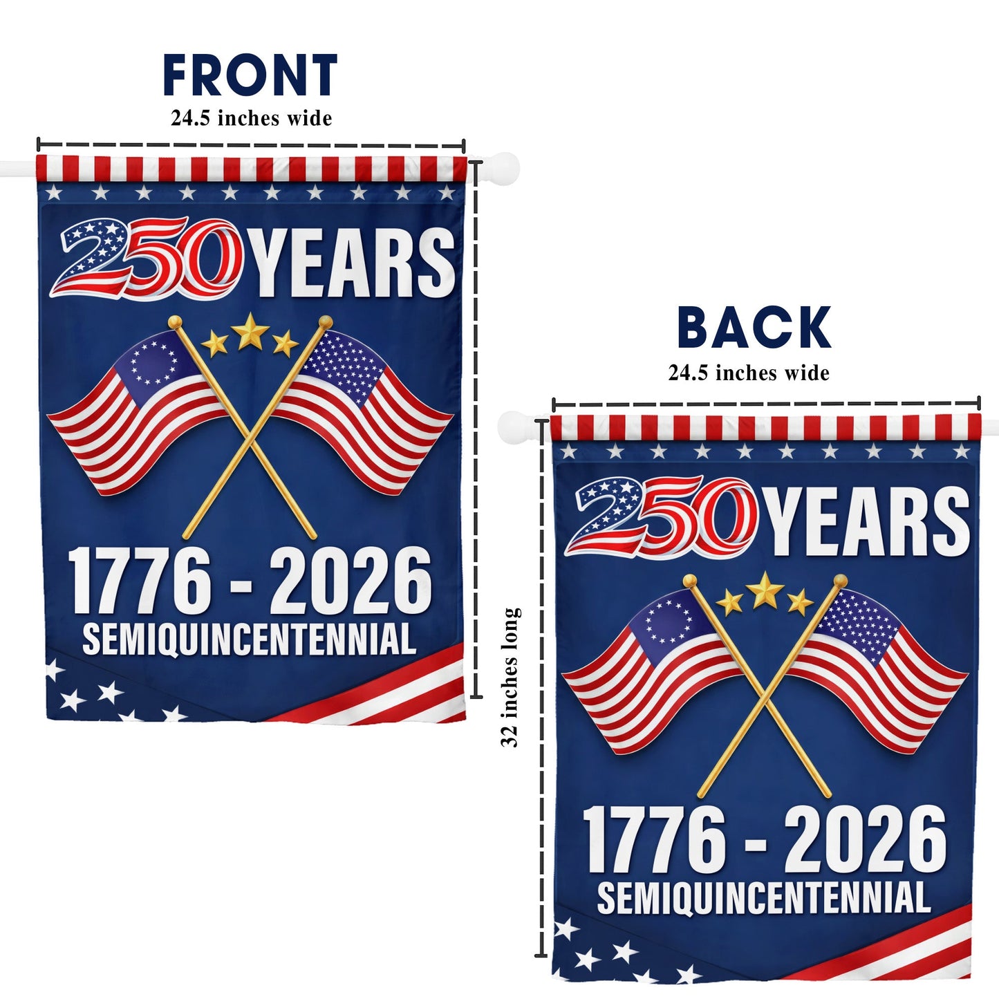 American Flag 250th Anniversary Garden Flag 1776-2026 Patriotic USA Yard Flag, Semiquincentennial Decor