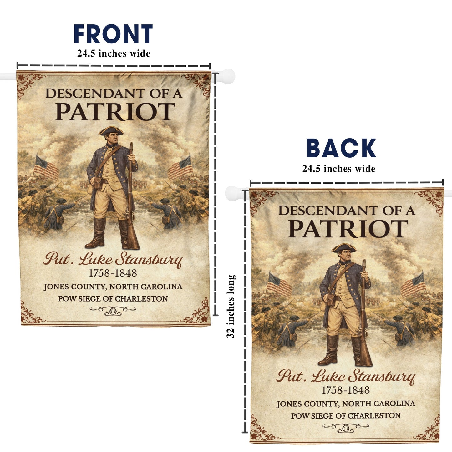 Personalized 250th Anniversary - 1776-2026 Descendant of a Patriot Flag