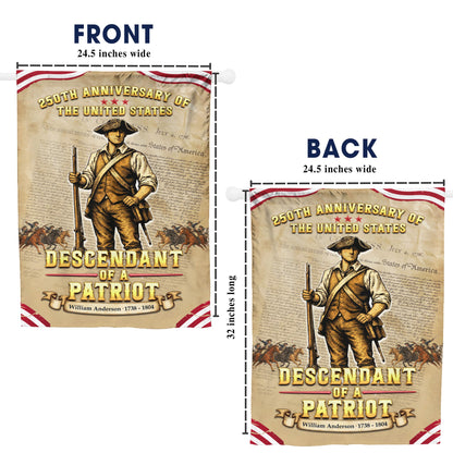 Personalized 250th Anniversary Flag – Descendant of a Patriot, USA 1776-2026